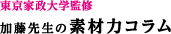 東京家政大学監修 加藤先生の素材力コラム