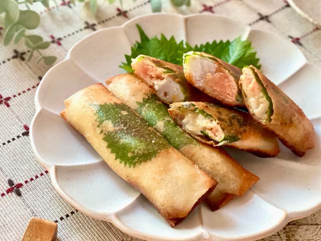 明太チーズと里芋のお手軽和風春巻き