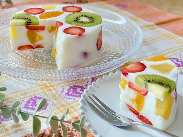 フルーツ牛乳寒天